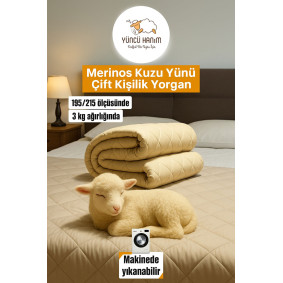 Çift Kişilik Merinos Kuzu Yünü Yorgan (%100 DOĞAL MERİNOS KUZU YÜNÜ) 195 X 215 Cm Ebat Çift Kişilik Merinos Kuzu Yünü Yorgan (%100 DOĞAL MERİNOS KUZU YÜNÜ) 195 X 215 Cm Ebat