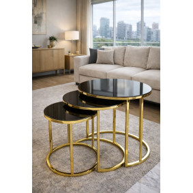 Gold Metal Zigon Sehpa Bronz Aynalı