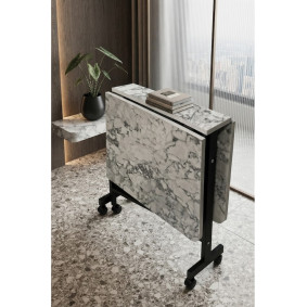 Kelebek Katlanır Ahşap Masa Mermer Beyaz 60x120
