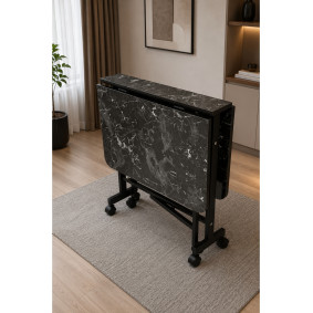Kelebek Katlanır Ahşap Masa Mermer Siyah 60x120