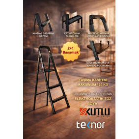 Kutlu Dayanıklı 2+1 Metal Basamaklı Merdiven