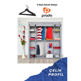 Double Askılıklı Çelik Profilli Bez Dolap Double Askılıklı Çelik Profilli Bez Dolap