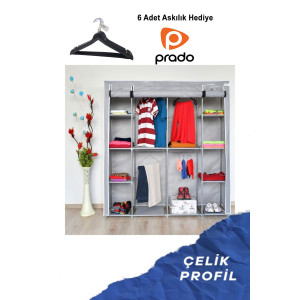 Double Askılıklı Çelik Profilli Bez Dolap