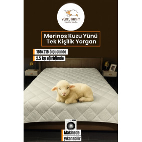 Tek Kişilik Merinos Kuzu Yünü Yorgan (%100 DOĞAL MERİNOS KUZU YÜNÜ) 155 X 215 Cm Ebat Tek Kişilik Merinos Kuzu Yünü Yorgan (%100 DOĞAL MERİNOS KUZU YÜNÜ) 155 X 215 Cm Ebat