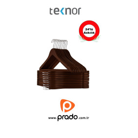 Teknor-Prado 24 Adet Ahşap Görünümlü Plastik A Kalite Siyah Stil Elbise Askısı Teknor-Prado 24 Adet Ahşap Görünümlü Plastik A Kalite Siyah Stil Elbise Askısı